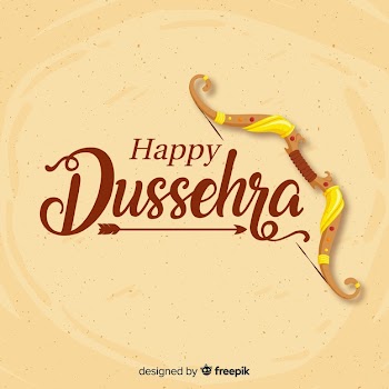 Happy dussehra background in hand drawn style Free Vector