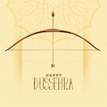 Happy dussehra celebration greeting indian festival card Free Vector