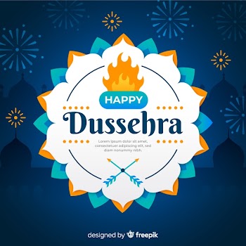 Happy dussehra celebration on flat design Free Vector