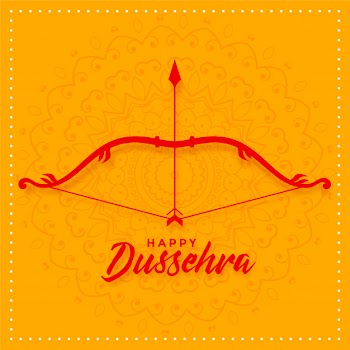 Happy dussehra festival card with bow and arrow Free Vector