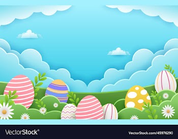 happy easter background with decorated easter eggs