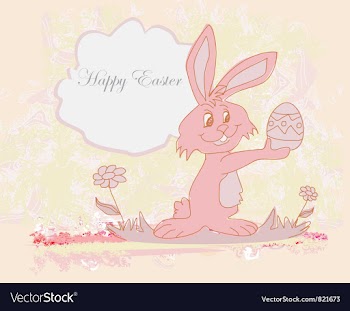 Happy Easter bunny carrying egg vector image