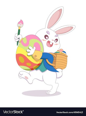 happy easter bunny cute style rabbit with easter