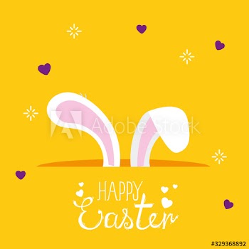 happy easter card with ears rabbit design