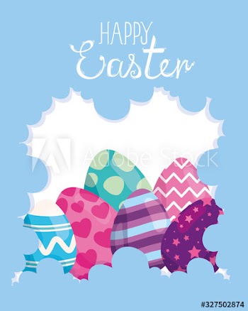 happy easter card with eggs decorated design