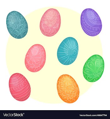 happy easter colored easter eggs set