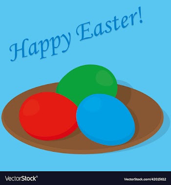 happy easter congratulation card with colored
