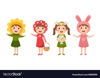 happy easter cute cartoon character set
