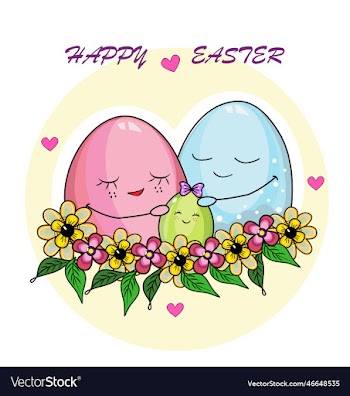 happy easter family of easter eggs