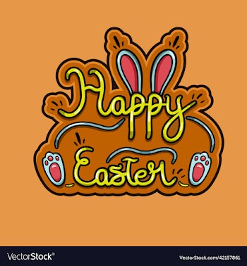 happy easter font cartoon easter theme
