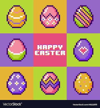 happy easter pixel style
