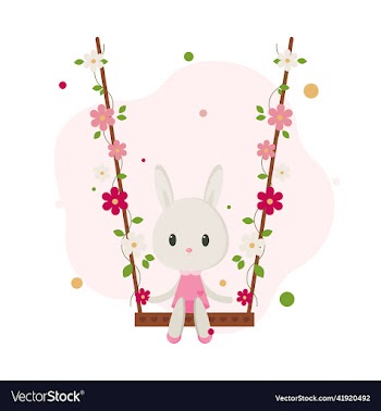 happy easter rabbit swing with egg background