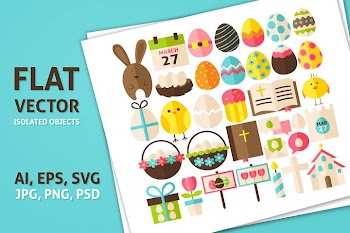 Happy Easter Vector Isolated Objects