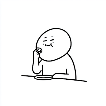 Happy Eating Stick Figure Doodle