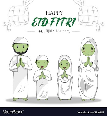 happy eid mubarak card flat