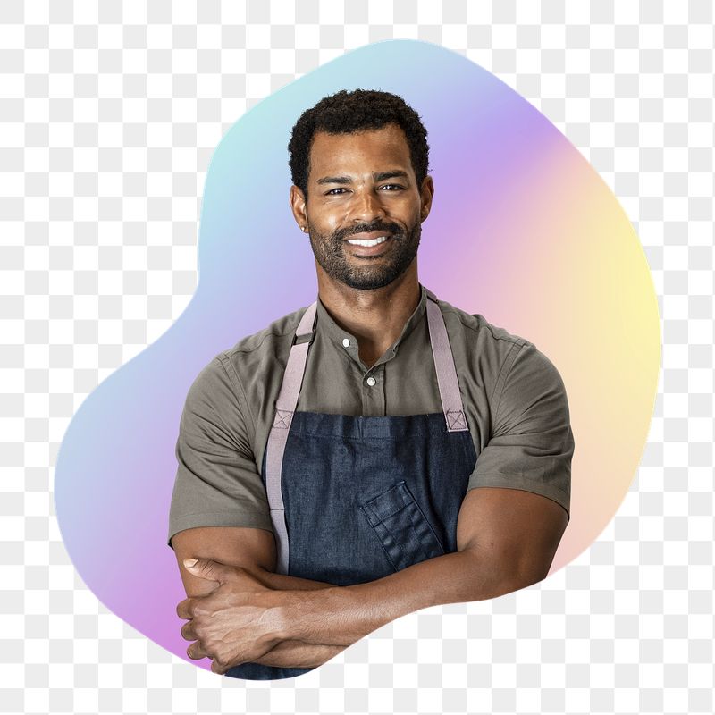 Happy entrepreneur png wearing apron, | Free PNG - rawpixel