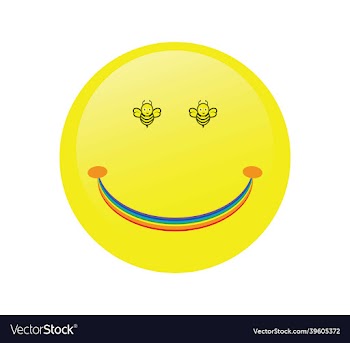 happy face with the bees eyes and yellow color