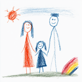 Happy Family Crayon Drawing