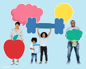 Happy family holding fitness icons | Free stock psd mockup - 490388