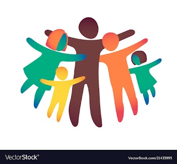 Happy family icon multicolored in simple figures vector image
