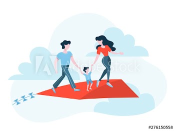 Happy family on the kite