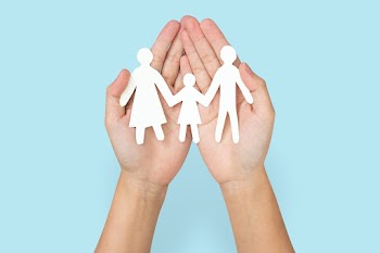 Happy family paper hand craft charity symbol | Free stock photo | High Resolution image
