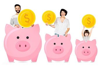 Happy family with piggy banks | Free stock psd mockup - 490375