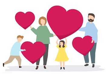 Happy family with red hearts | Free stock vector - 469913