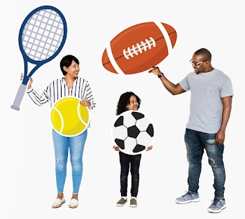 Happy family with sport icons | Free stock psd mockup - 490400