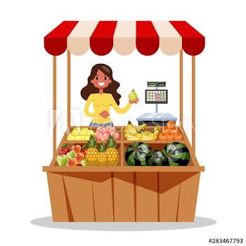 Happy farmer sell fresh organic harvest from farm