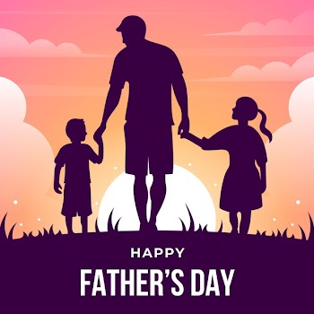 Happy father's day with dad and children silhouettes Free Vector