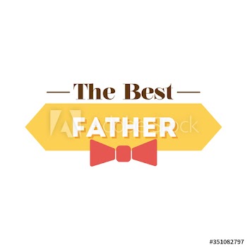 happy fathers day seal with bowtie flat style icon