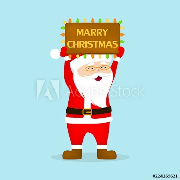Happy funny Santa Claus in red clothes