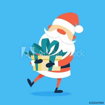 Happy funny Santa Claus in red clothes