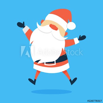 Happy funny Santa Claus in red clothes