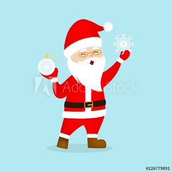 Happy funny Santa Claus in red clothes