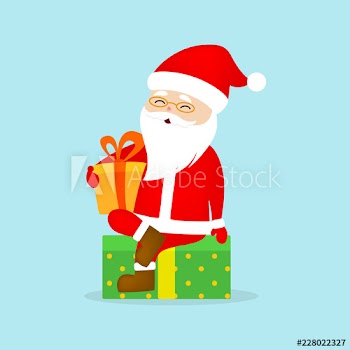 Happy funny Santa Claus in red clothes