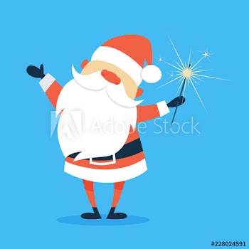 Happy funny Santa Claus in red clothes