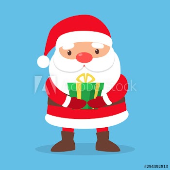 Happy funny Santa Claus in red clothes