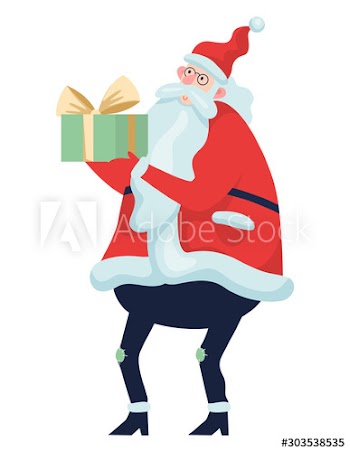 Happy funny Santa Claus in red clothes
