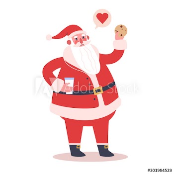 Happy funny Santa Claus in red clothes holding big bag with gifts