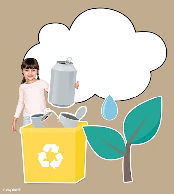 Happy girl collecting cans for recycling | Free stock psd mockup - 492056