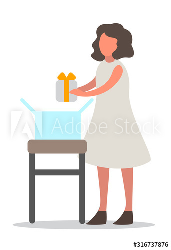 Happy girl holding a gift box