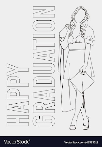 happy graduation line art poster design