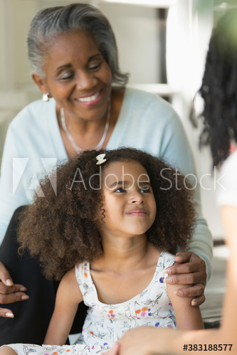 Happy grandmother and granddaughter