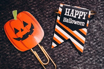 Happy Halloween and a pumpkin paperclips