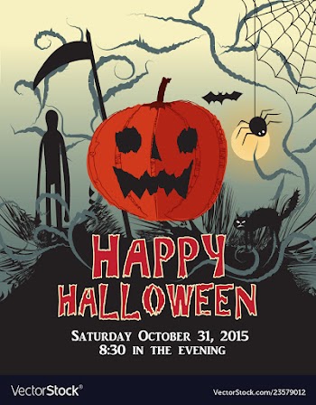  					Happy halloween background pumpkin party poster vector image														