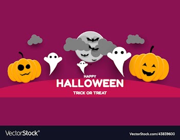 happy halloween background with ghost pumpkin