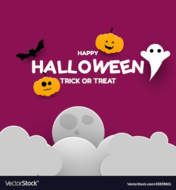 happy halloween background with ghost pumpkin