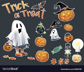 happy halloween cartoon sticker set
